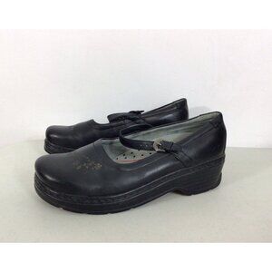 Klogs Mary Jane Leather Shoes Black Flower Womens 11